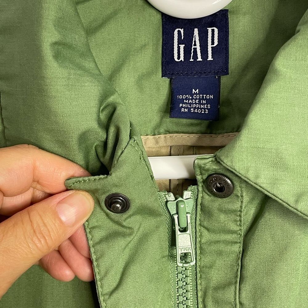 Gap Plaid Trench Green Coat Women Medium - Picture 3 of 10